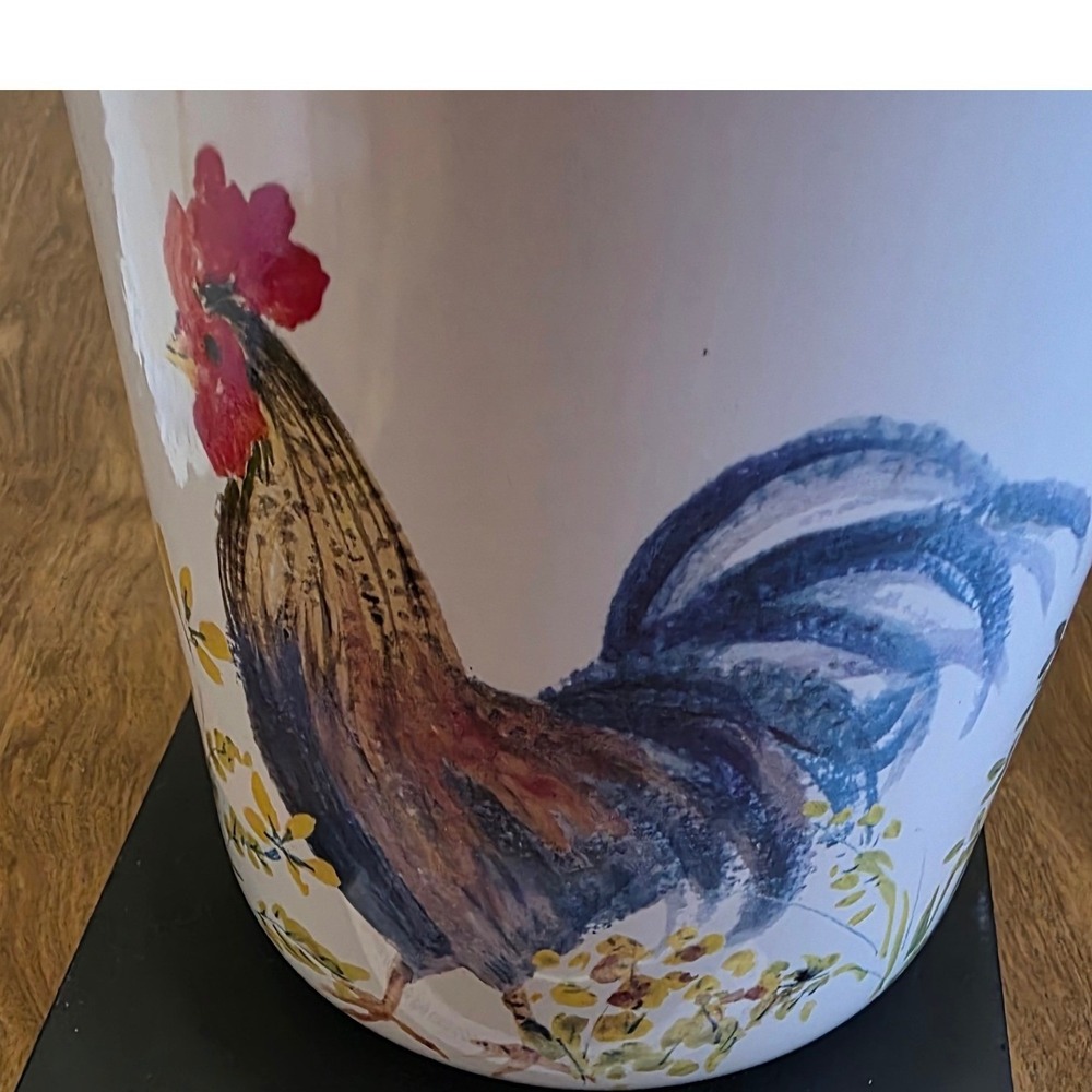 Paula Deen Garden Rooster Ceramic Utensil Holder Crock Farmhouse Kitchen C032 - Picture 8 of 8